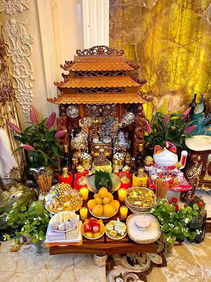 Trang trí bàn thờ ngày Tết chuẩn phong thủy đón tài lộc